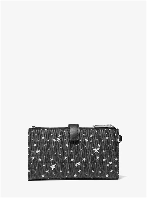 michael kors adele star embellished logo smartphone wallet|Michael Kors double zip wallet.